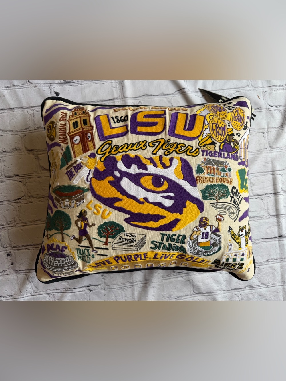 LSU Pillow Louisiana State University Embroidered Decorative Throw Pillow New